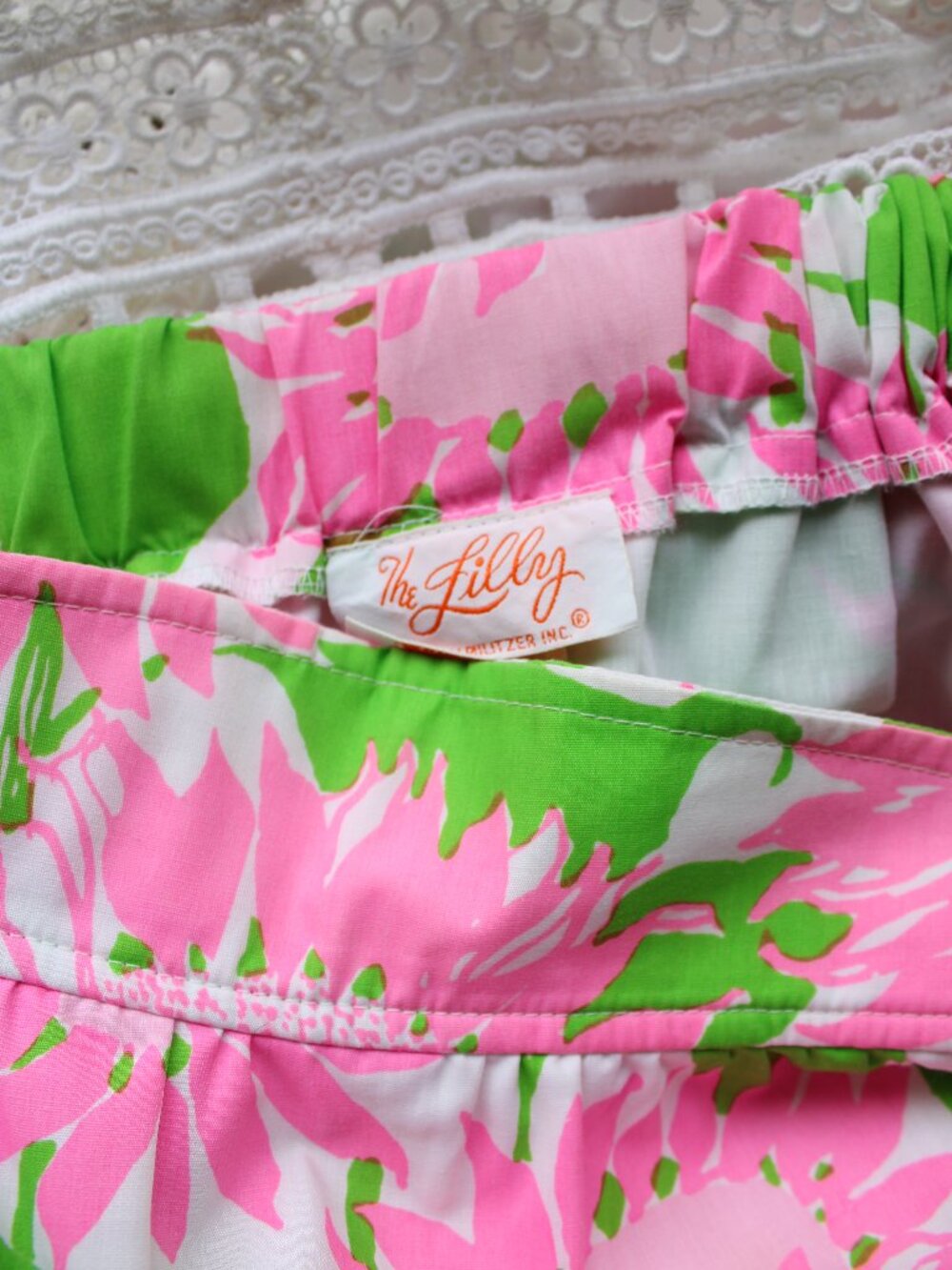 The Lilly Pulitzer vintage midi crochet lace dress skirt sunflowers pink green - Picture 10 of 10